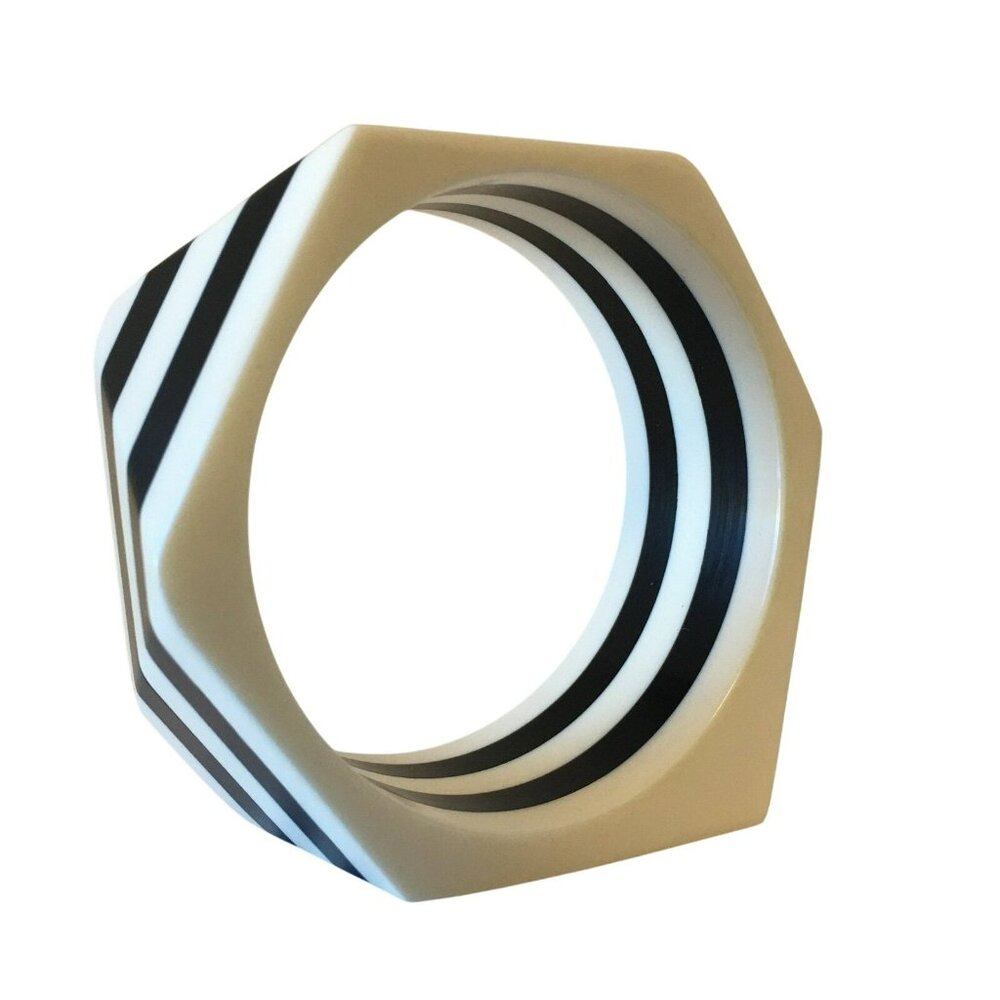 Striped Bangle Plastic Bracelet Contemporary Cost… - image 2